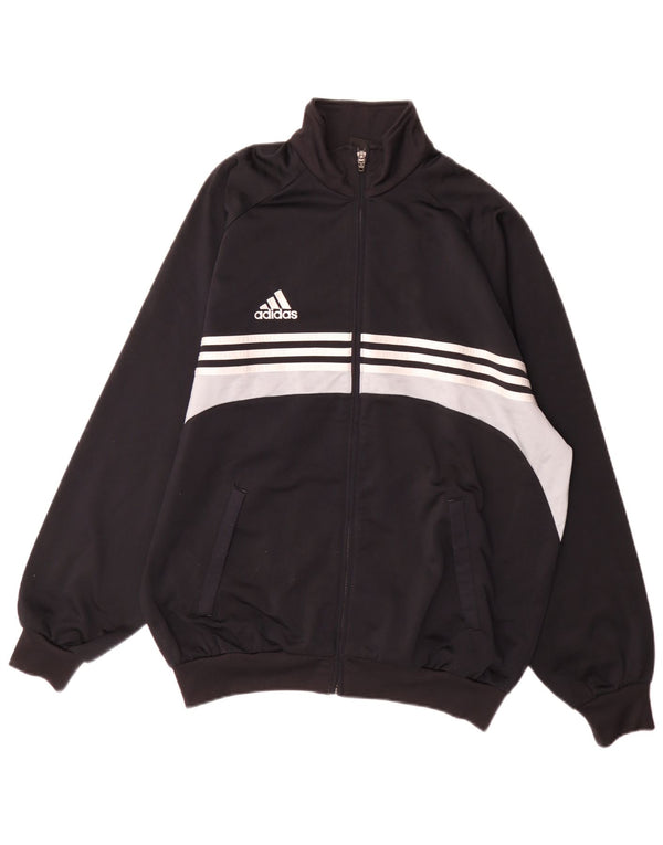 Adidas Mens Tracksuit Top Jacket UK 42/44 Large Black Colourblock Polyester