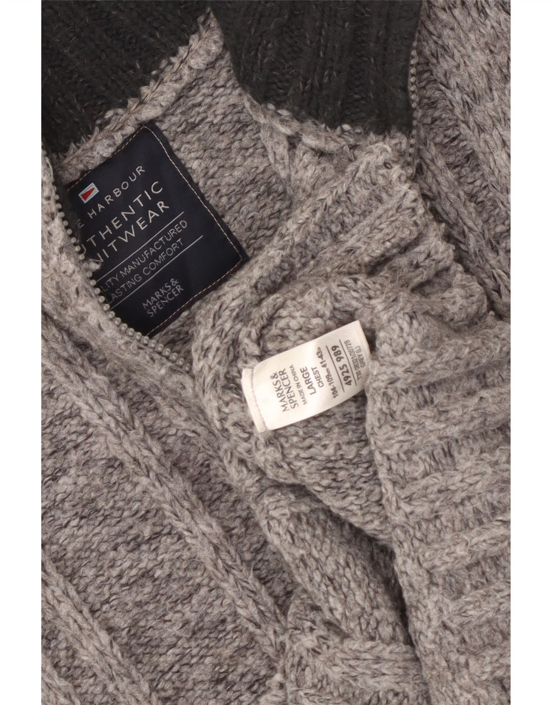MARKS & SPENCER Muški džemper s izrezom s patentnim zatvaračem UK 41/43 Veliki sivi