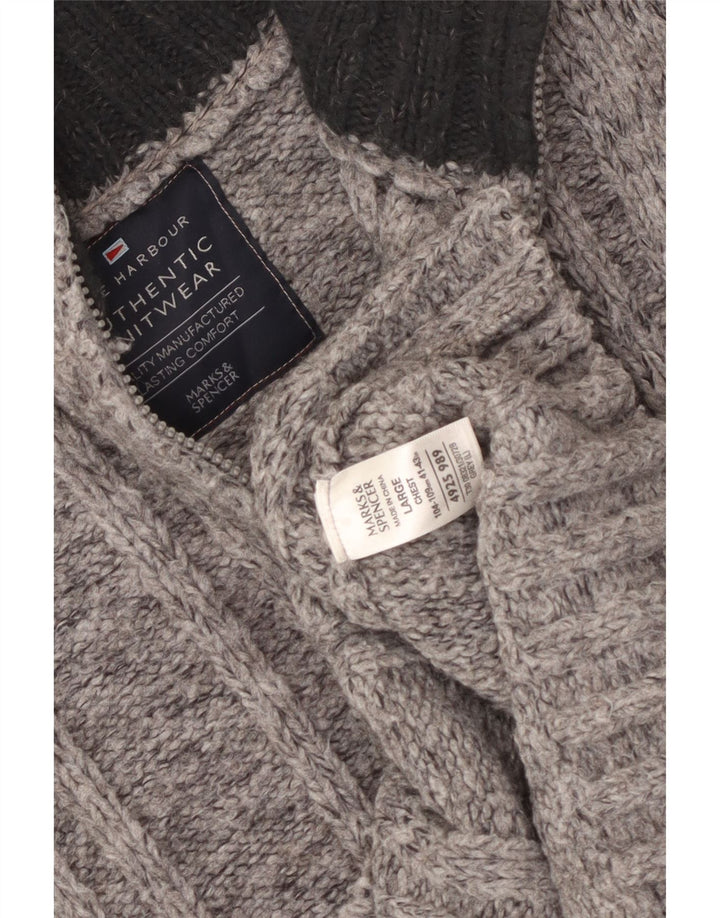 MARKS & SPENCER Muški džemper s izrezom s patentnim zatvaračem UK 41/43 Veliki sivi
