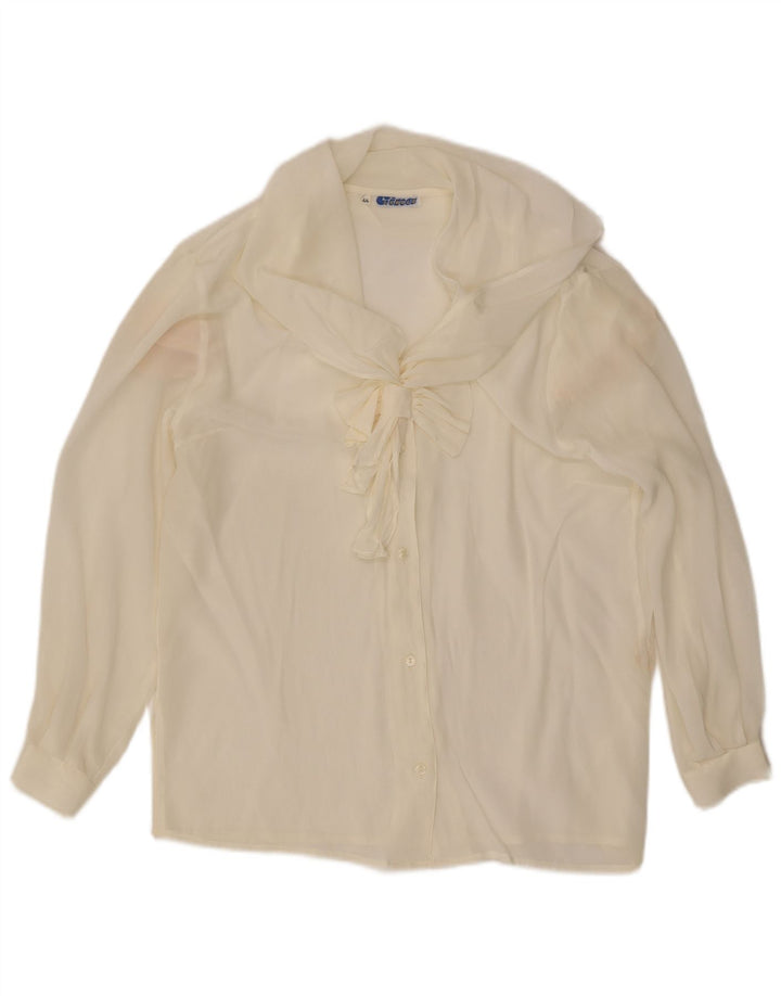 Lebole ženska košulja s prednjom kravatom IT 44 srednje bijele svile