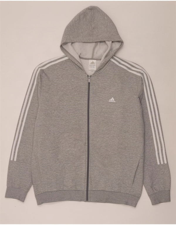 Adidas muški pulover s kapuljačom na patentni zatvarač 2XL, sivi flekasti pamuk