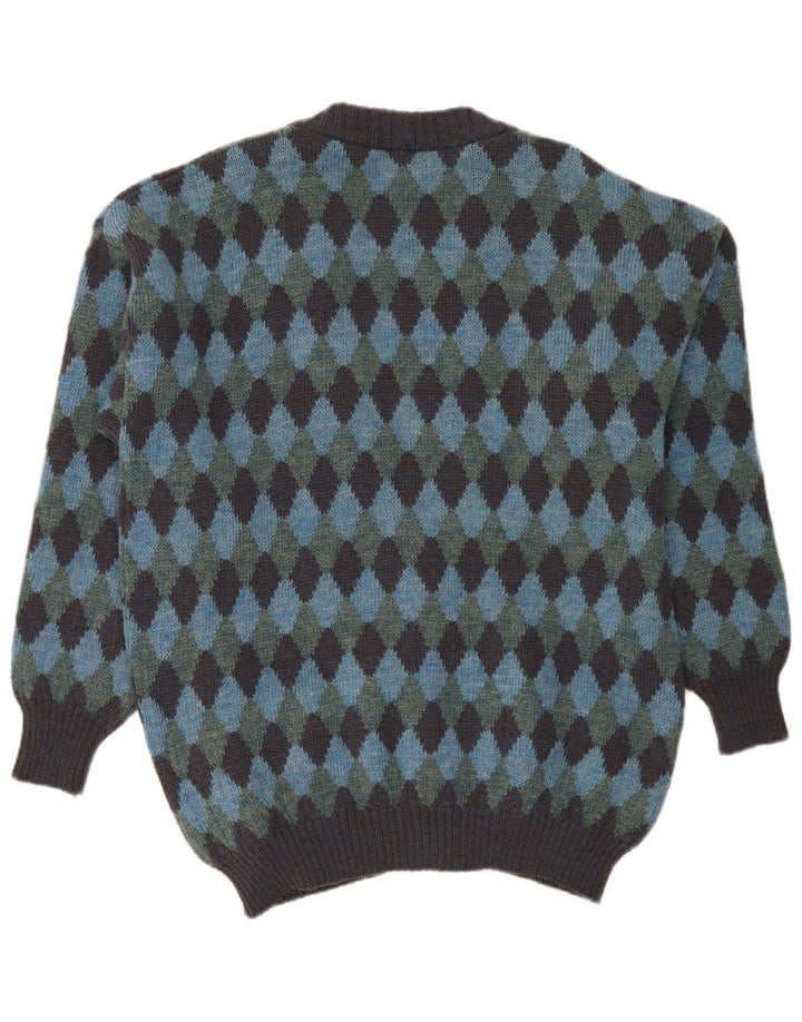 Vintage muški kardigan pulover XL Blue Argyle/Diamond