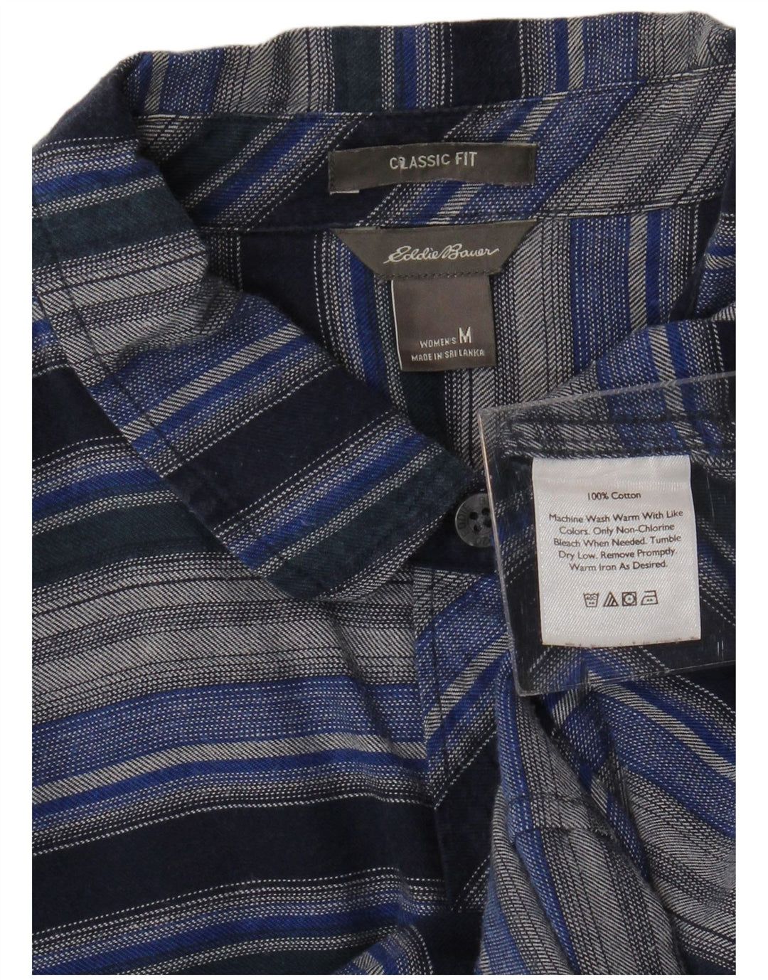 EDDIE BAUER Ženska flanelska košulja UK 14 Srednje tamnoplave pruge