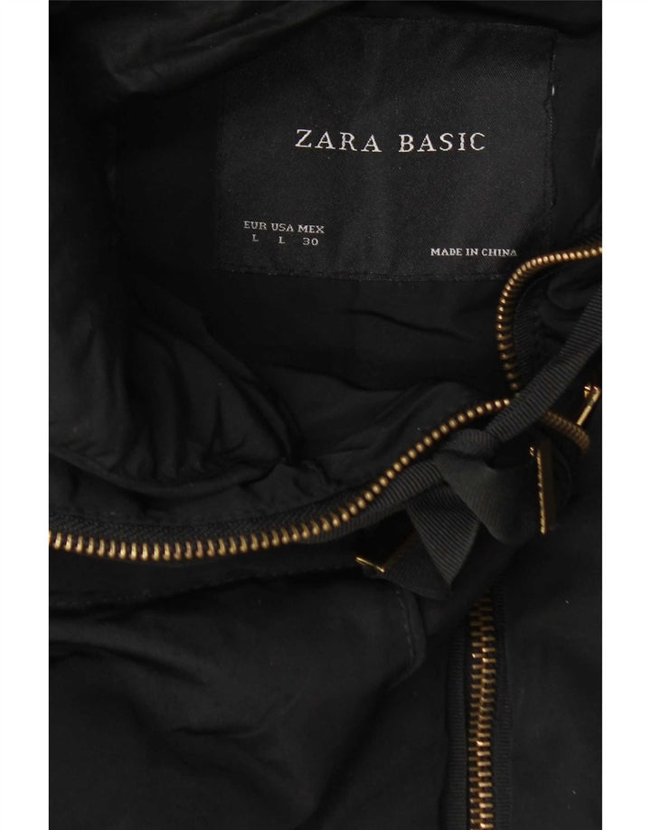 Zara ženski podstavljeni kaput s kapuljačom UK 14 veliki crni