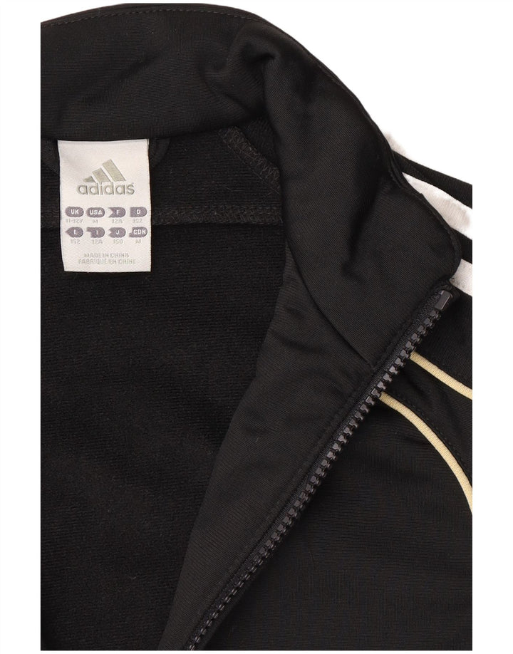 ADIDAS Boys Tracksuit Top Jacket 11-12 Years Black Polyester