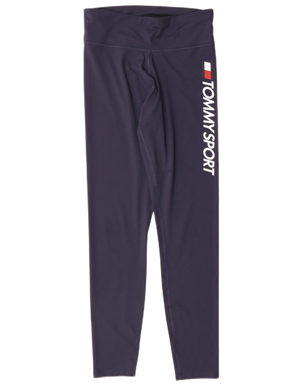 Tommy Hilfiger Womens Graphic Leggings UK 12 Medium  Navy Blue Polyester