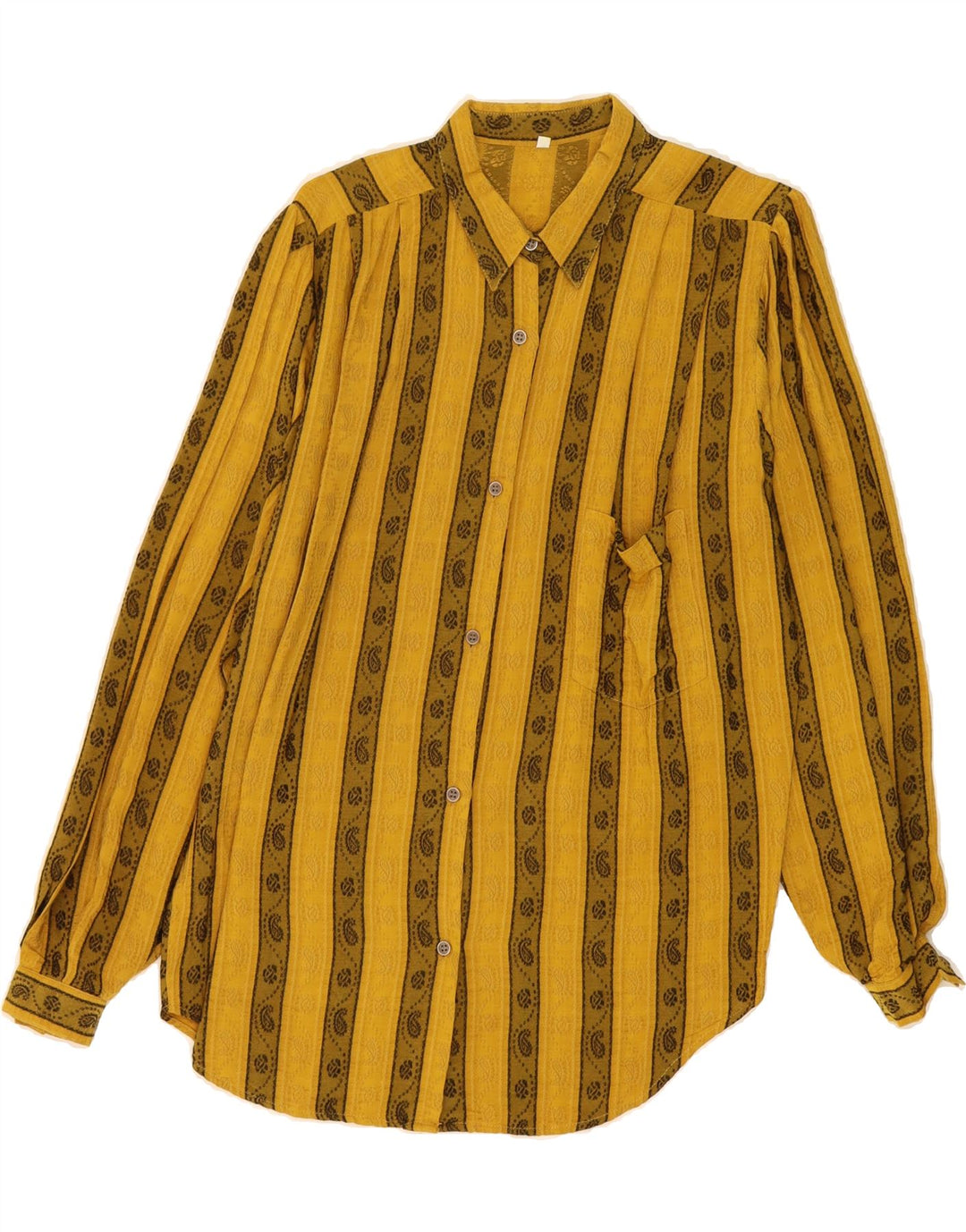 VINTAGE Womens Shirt Blouse IT 46 Large Yellow Striped Vintage Vintage and Second-Hand Vintage from Messina Hembry 