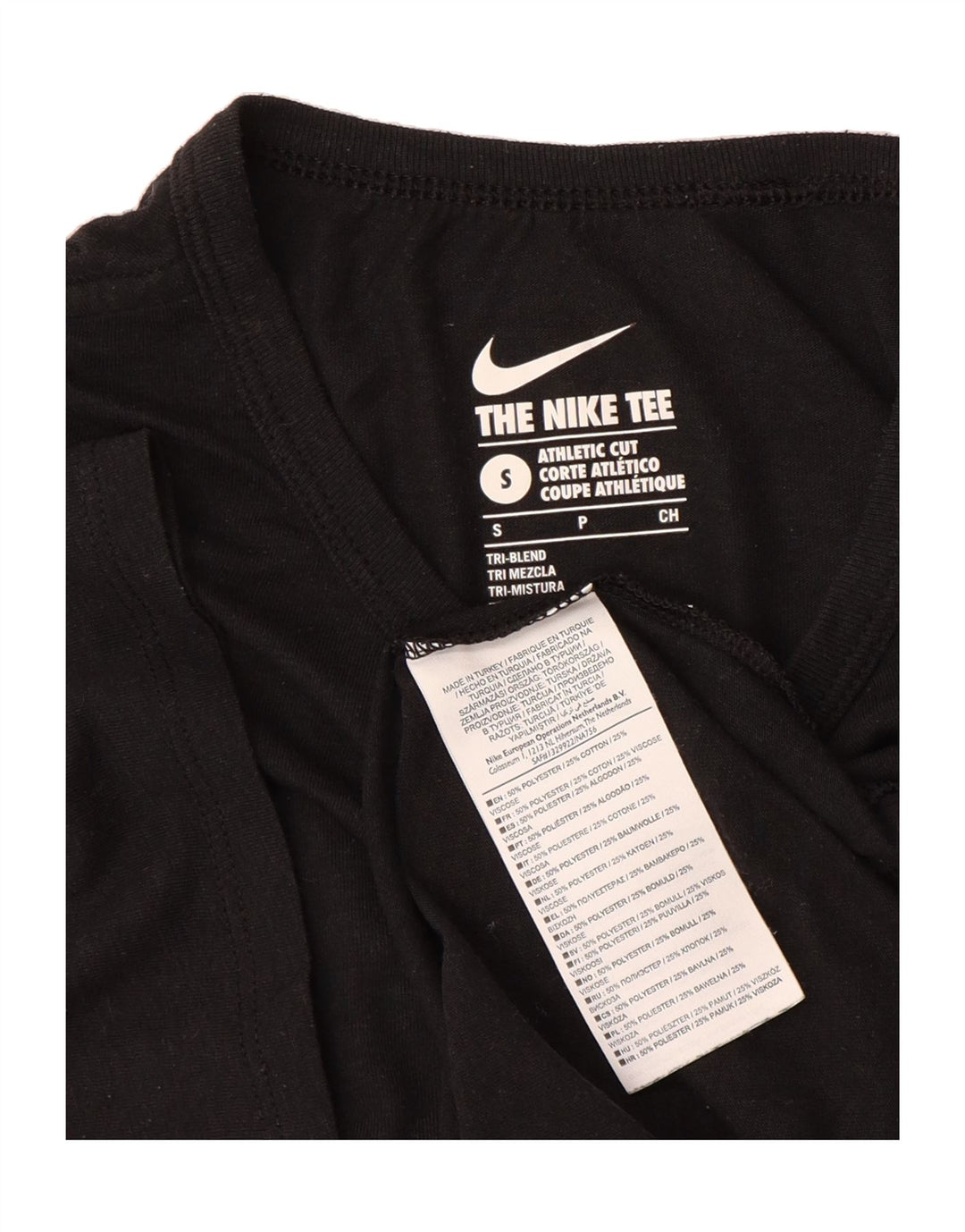 NIKE Mens T-Shirt Top Small Black Polyester Vintage Nike and Second-Hand Nike from Messina Hembry 