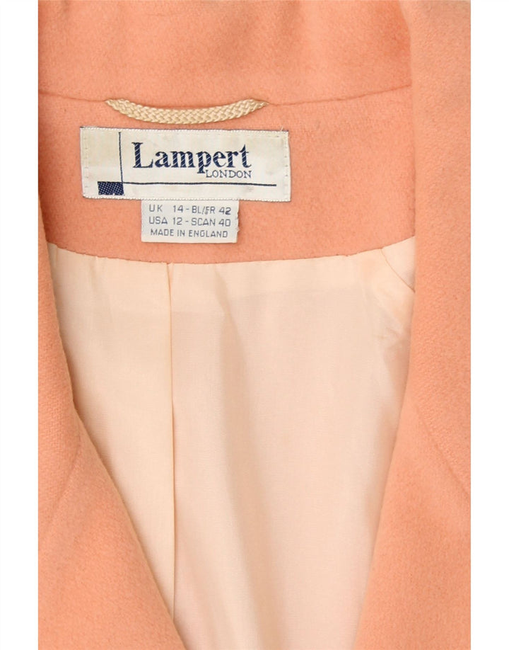 LAMPERT Womens Double Breasted Blazer Jacket UK 14 Large Orange Wool Vintage Lampert and Second-Hand Lampert from Messina Hembry 