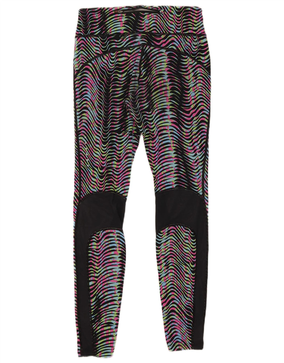 Nike Ženske Dri Fit Leggings UK 12 Srednji raznobojni prugasti najlon