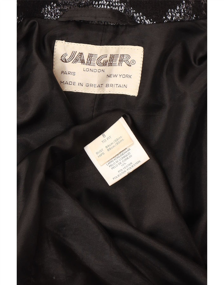 JAEGER ženski preveliki otvoreni kaput UK 8 Mala siva cvjetna vuna