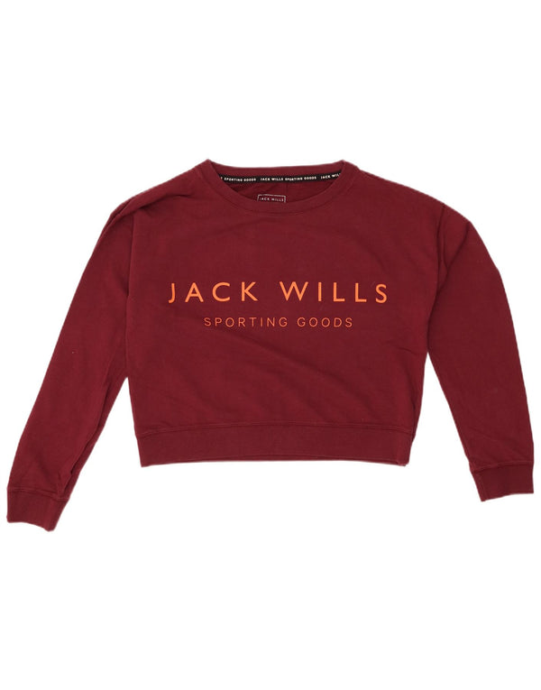 JACK WILLS Ženska prekomjerna majica s kratkim rukavima UK 8, mala kestenjasta