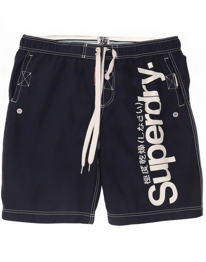 Superdry muške kratke hlače za kupanje s grafičkim motivima, velike tamnoplave
