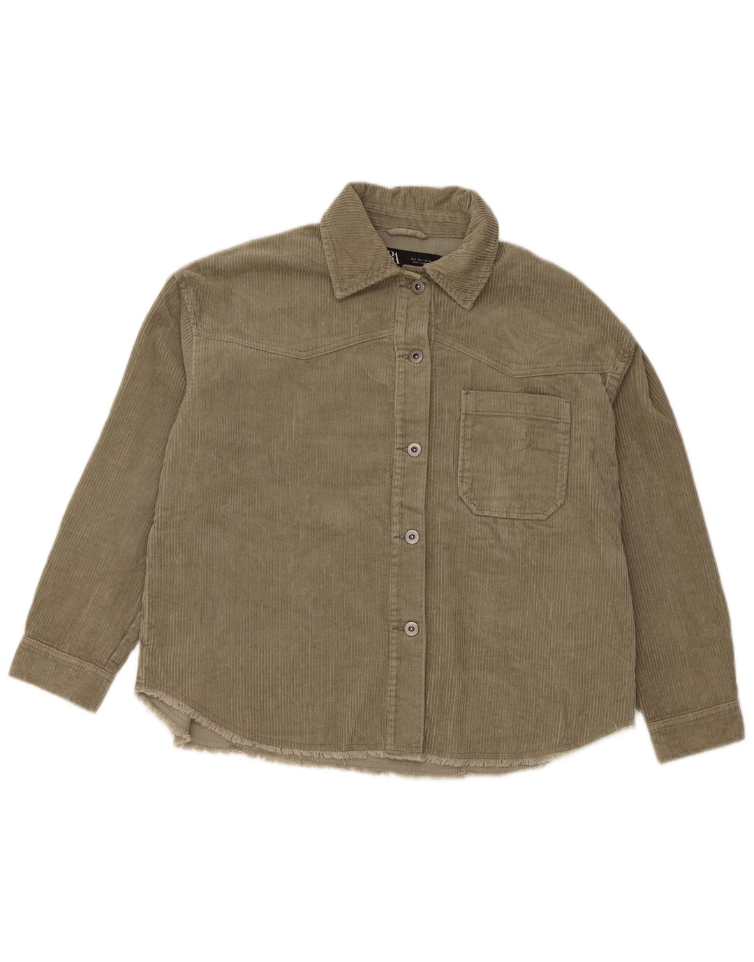 ZARA ženska prevelika košulja od samta UK 10 Mali zeleni pamuk