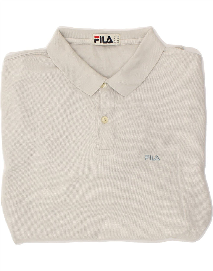 FILA Mens Long Sleeve Polo Shirt Medium Grey Cotton Vintage Fila and Second-Hand Fila from Messina Hembry 