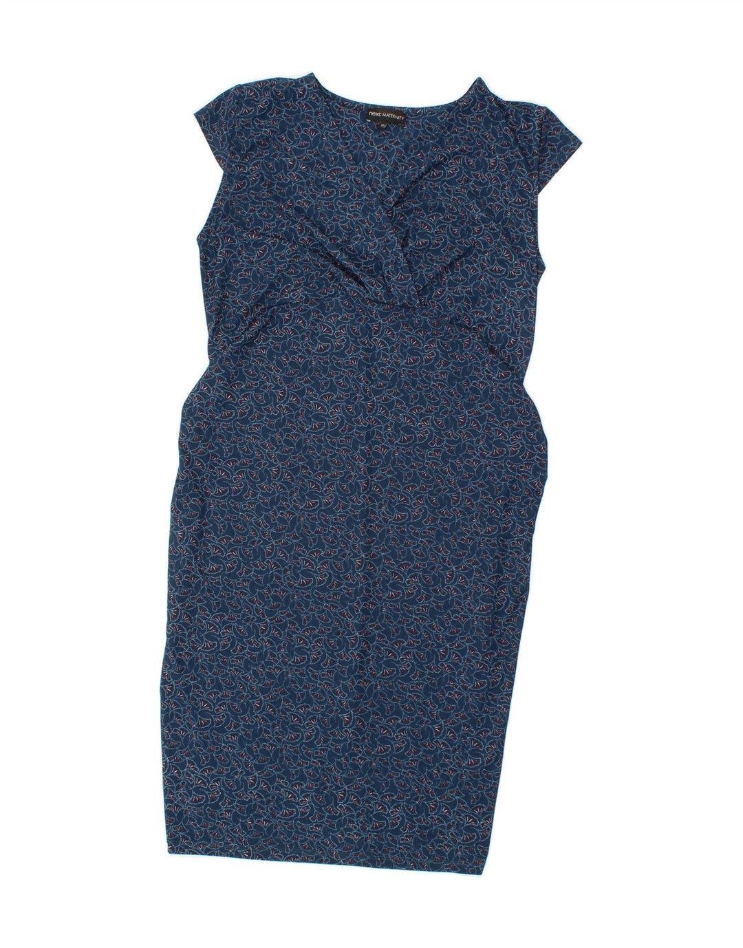 NEXT Womens Maternity Sheath Dress UK 12 Medium Navy Blue Floral Polyester Vintage Next and Second-Hand Next from Messina Hembry 