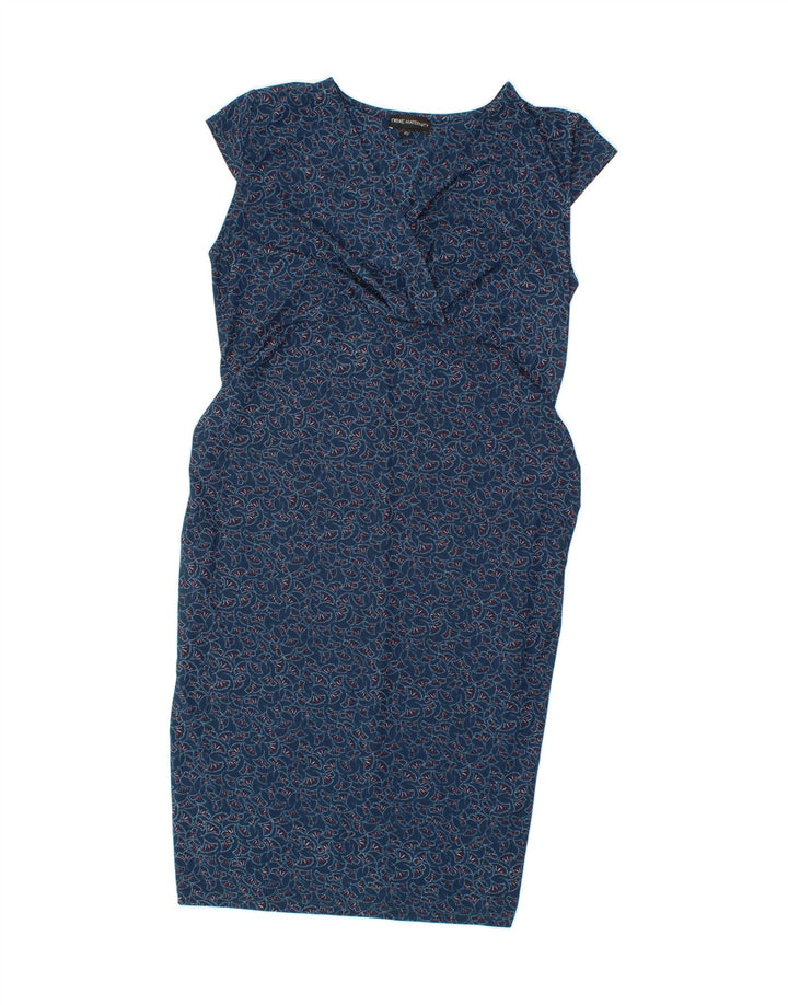 NEXT Womens Maternity Sheath Dress UK 12 Medium Navy Blue Floral Polyester Vintage Next and Second-Hand Next from Messina Hembry 