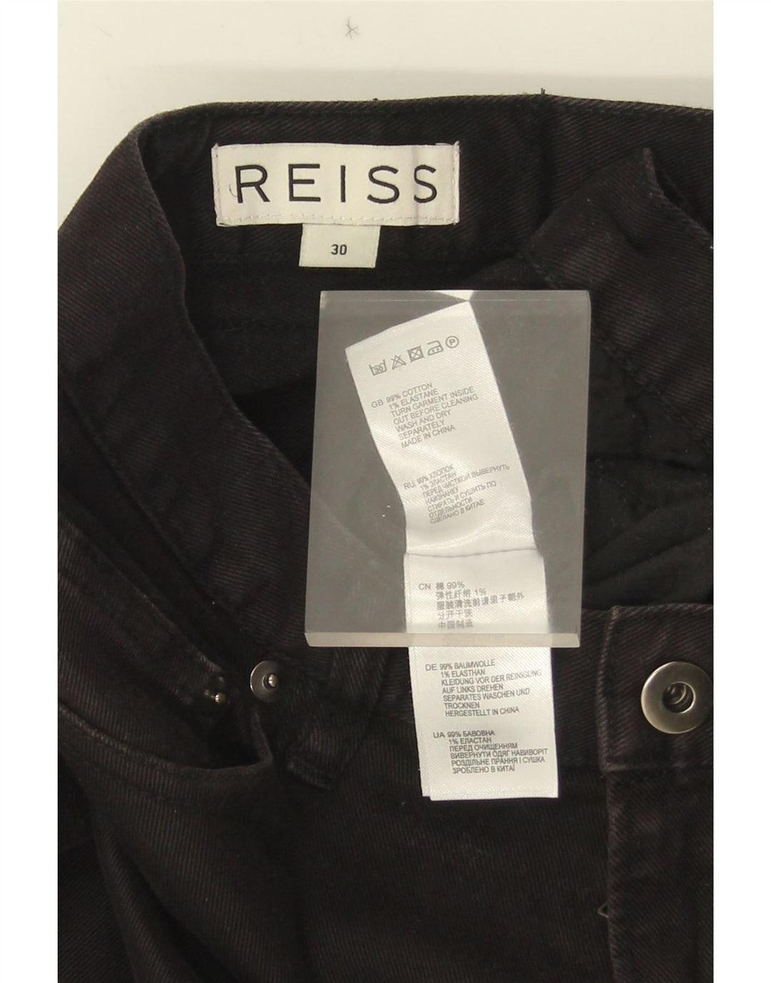 Ženske uske traperice Reiss Shacket W30 L33 crni pamuk