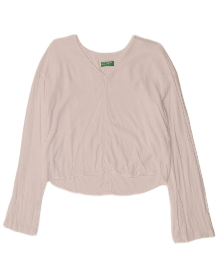 Benetton ženski kratki rukav dugih rukava UK 10 Mala bijela viskoza