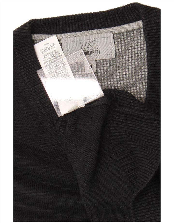 MARKS & SPENCER Mens Regular Fit Vest Tank Top Medium Black Cotton