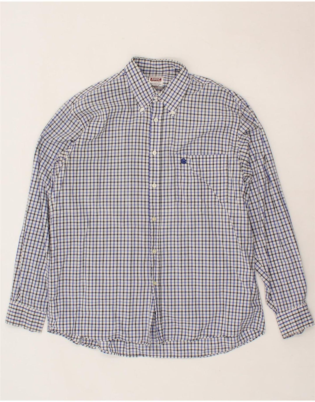 RIFLE Mens Shirt XL Blue Gingham Vintage Rifle and Second-Hand Rifle from Messina Hembry 