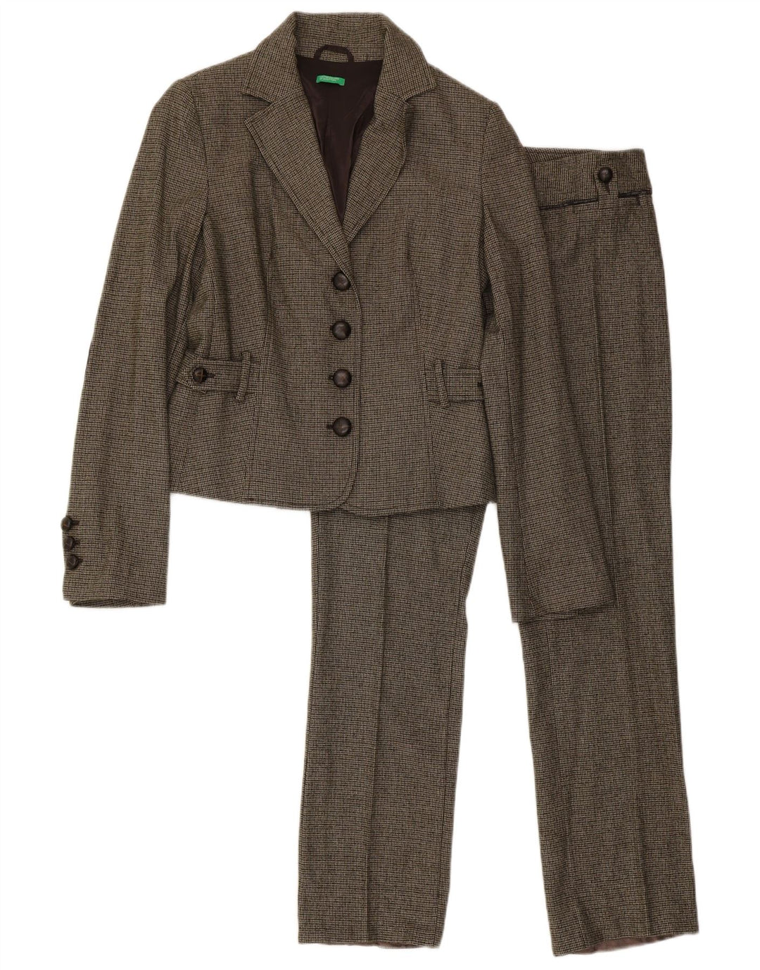 Žensko dvodijelno odijelo Benetton IT 44 srednje W32 L31 zelena houndstooth