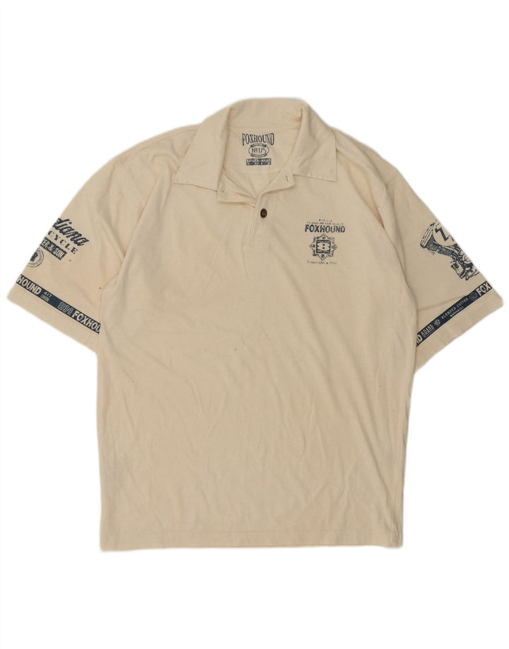 Foxhound muška grafička polo majica srednje bež pamučne retro boje