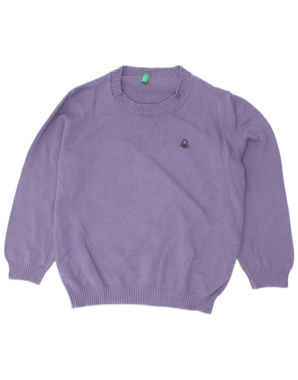 Benetton pulover s veznim izrezom za dječake 3-4 godine 2XS ljubičasti pamuk