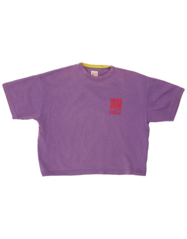 Benetton Womens Oversized Graphic Sweatshirt Jumper UK 16 Large Purple