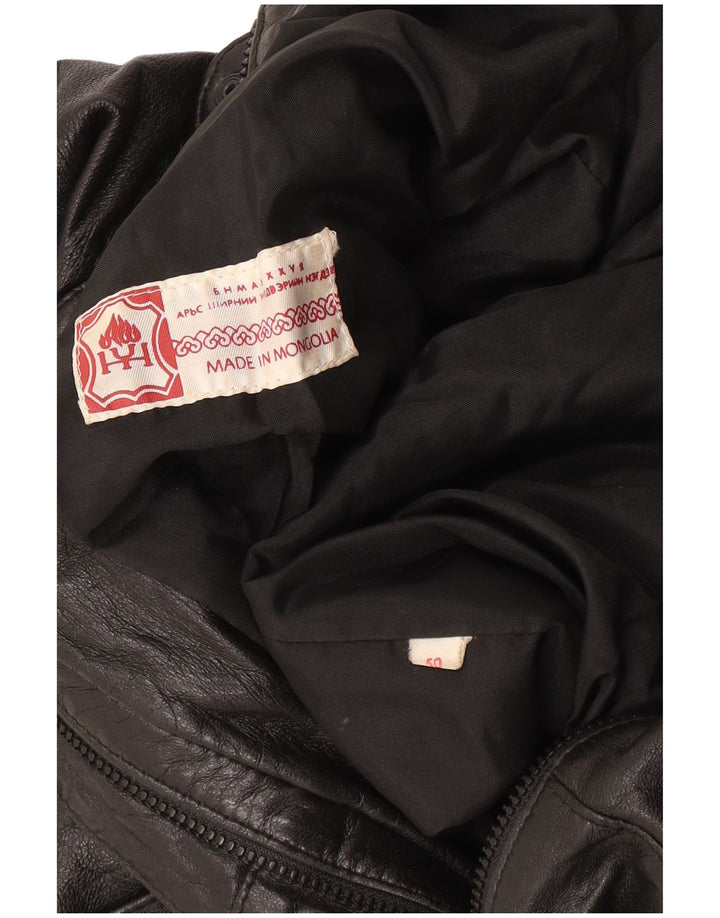 Vintage ženska prevelika kožna jakna EU 50 XL crna