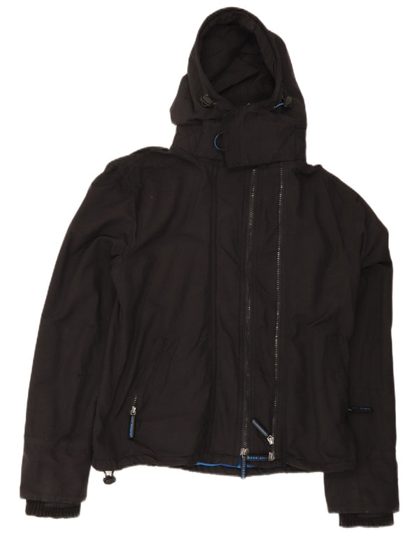 Superdry ženska vjetrovka s kapuljačom UK 14 Srednje crni najlon