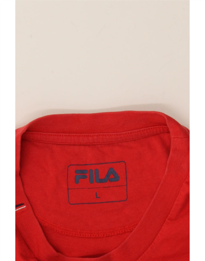 FILA Mens Graphic T-Shirt Top Large Red Cotton Vintage Fila and Second-Hand Fila from Messina Hembry 