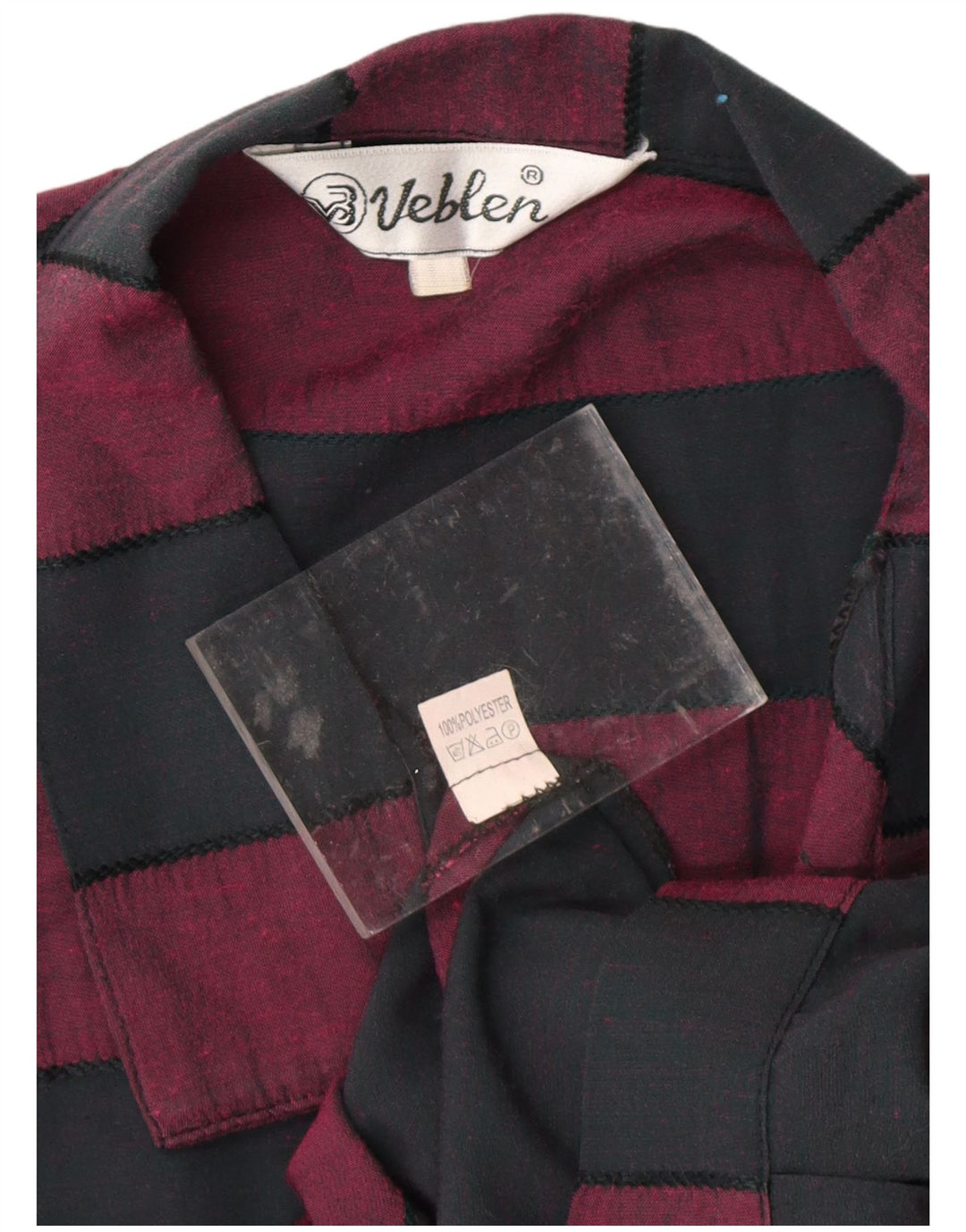 VINTAGE Ženska košulja s prednjom kravatom UK 16 Srednje crne pruge