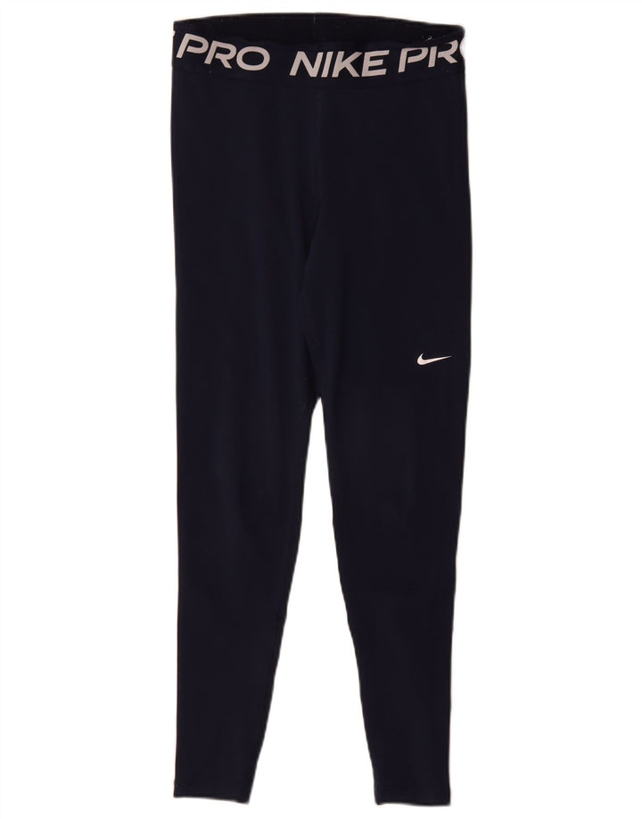 Nike Ženske Dri Fit Graphic Leggings UK 12 Medium tamnoplavi poliester