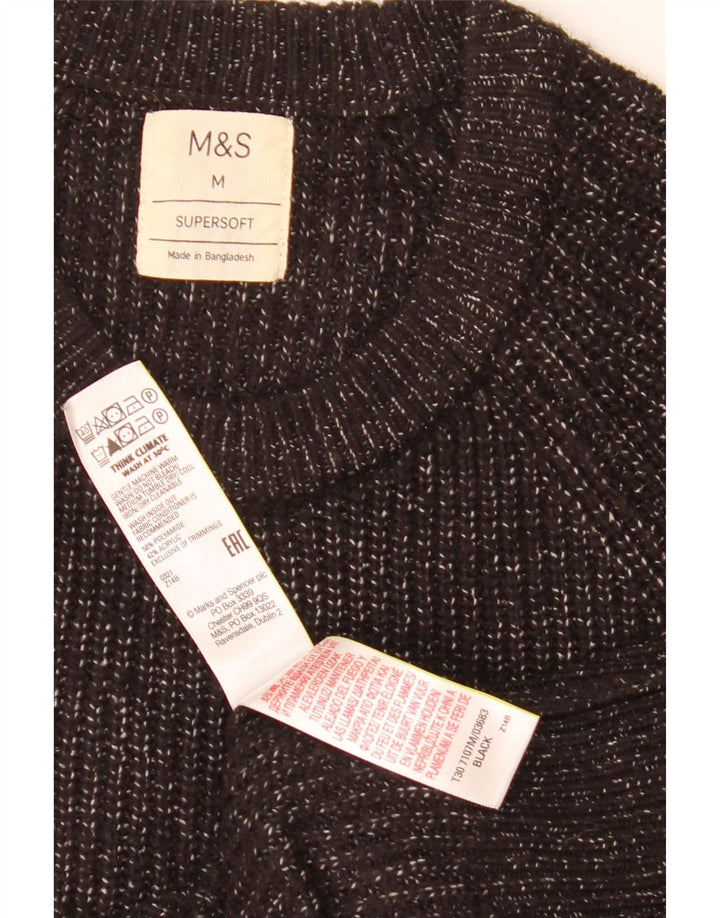 Marks & Spencer muški džemper s okruglim izrezom srednje crne boje s mrljama