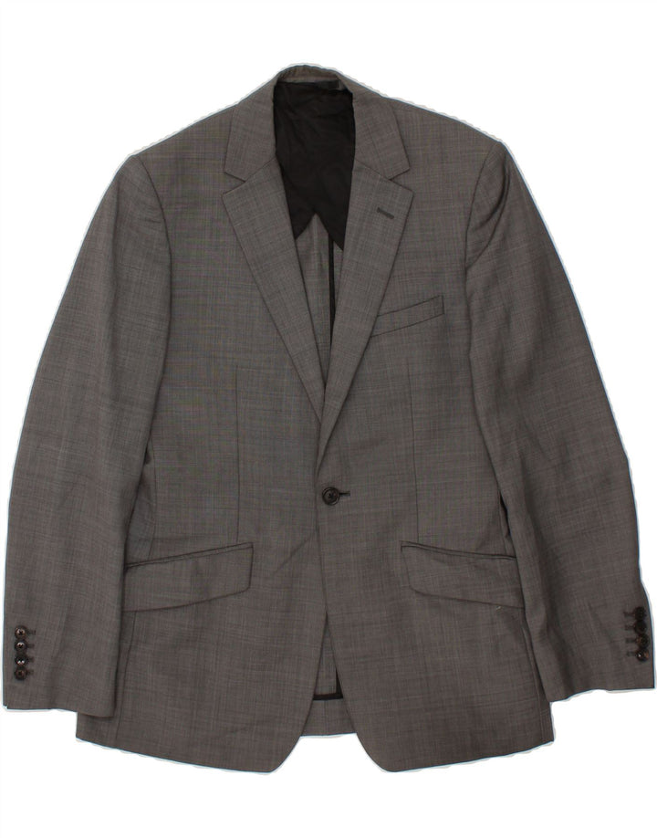 REISS Mens 1 Button Blazer Jacket UK 36 Small Grey Wool Vintage Reiss and Second-Hand Reiss from Messina Hembry 