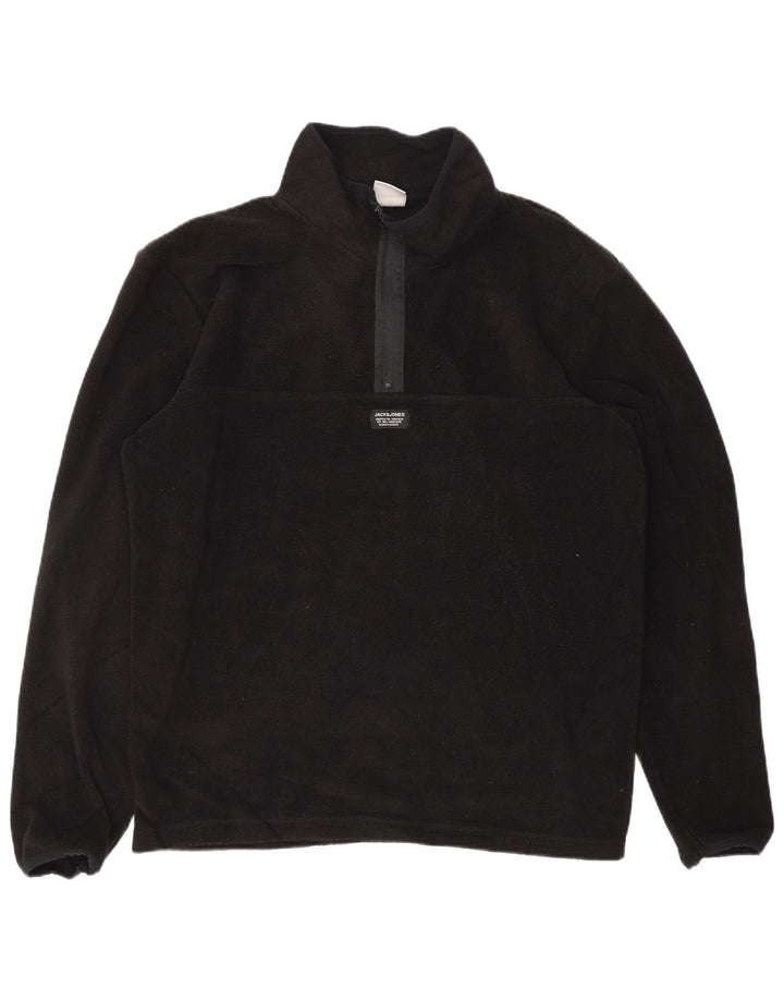 JACK & JONES Muški džemper od flisa s patentnim izrezom XL crni poliester