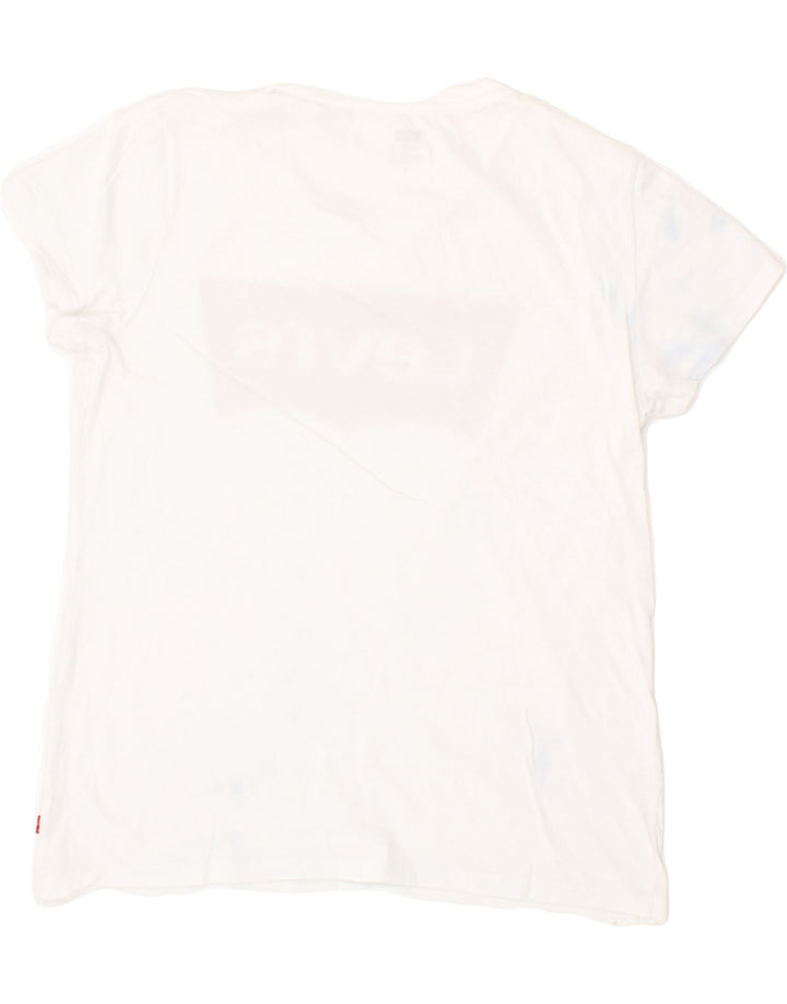 LEVI'S Womens Graphic T-Shirt Top UK 12 Medium White Vintage Levi's and Second-Hand Levi's from Messina Hembry 