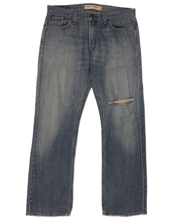 Levi's Mens 514 Distressed Slim Straight Jeans W33 L30 Plavi pamuk