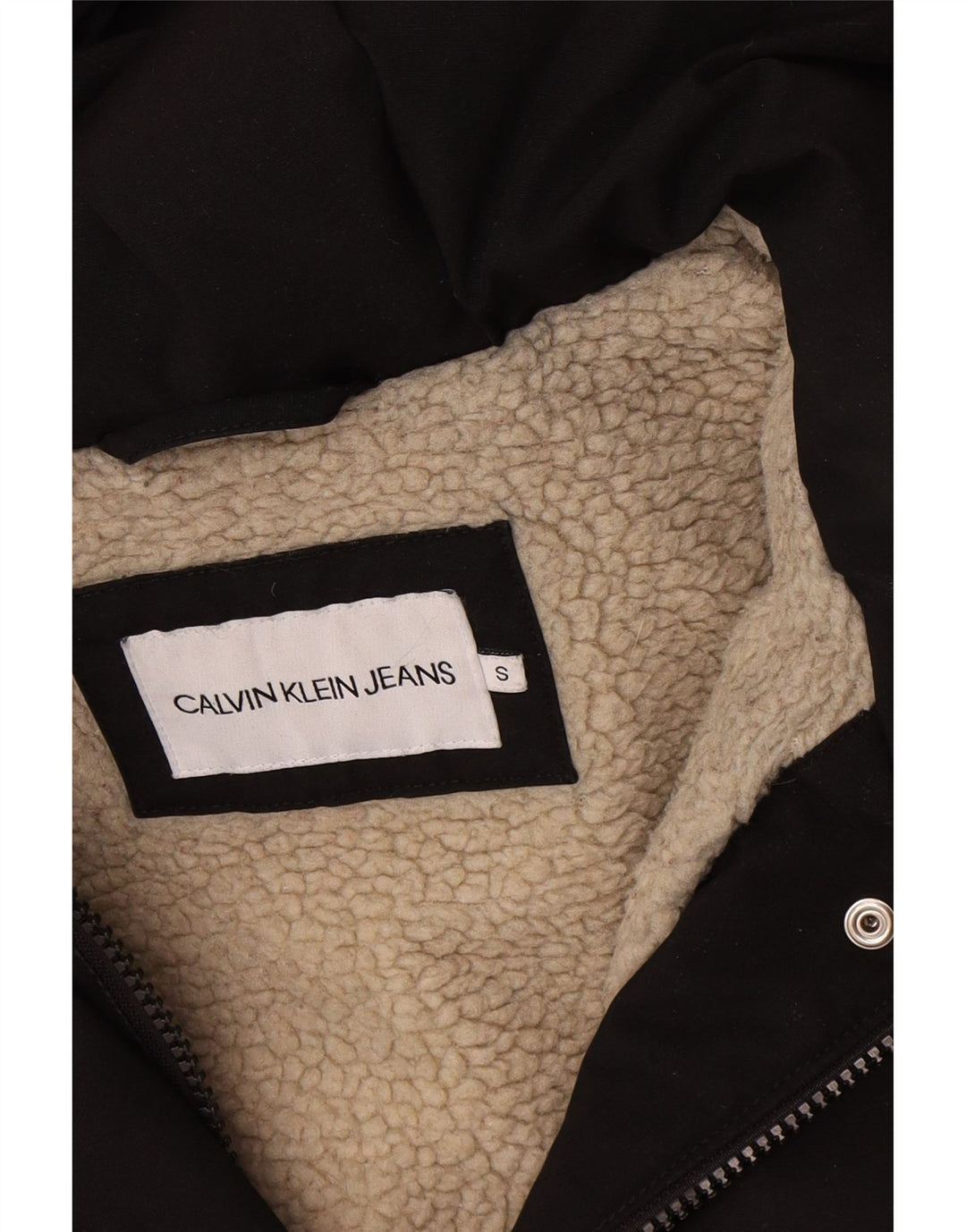 Calvin Klein Jeans ženska oversized Sherpa parka jakna UK 10 mala crna