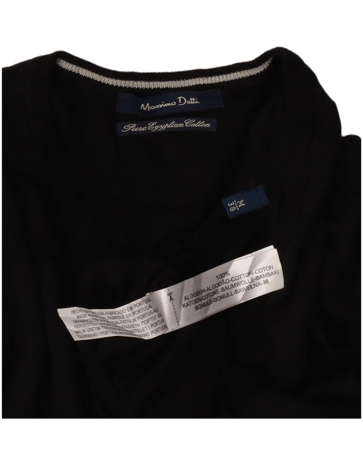 Massimo Dutti muški džemper s V-izrezom Srednje crni pamuk