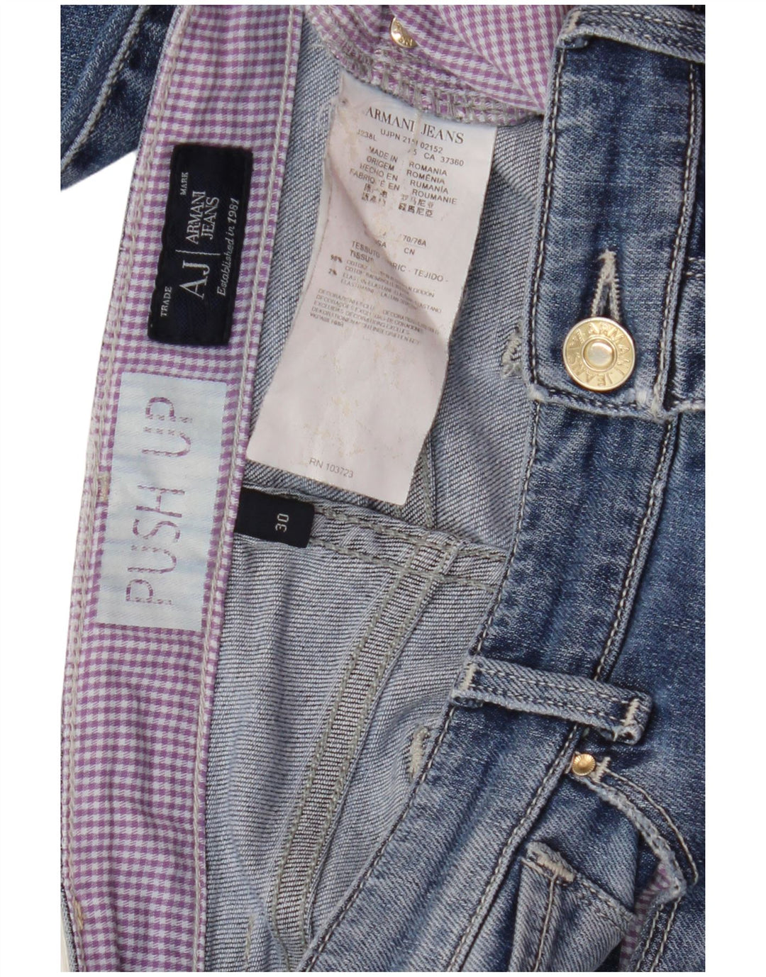 ARMANI Ženske uske traperice W30 L30 Plavi pamuk