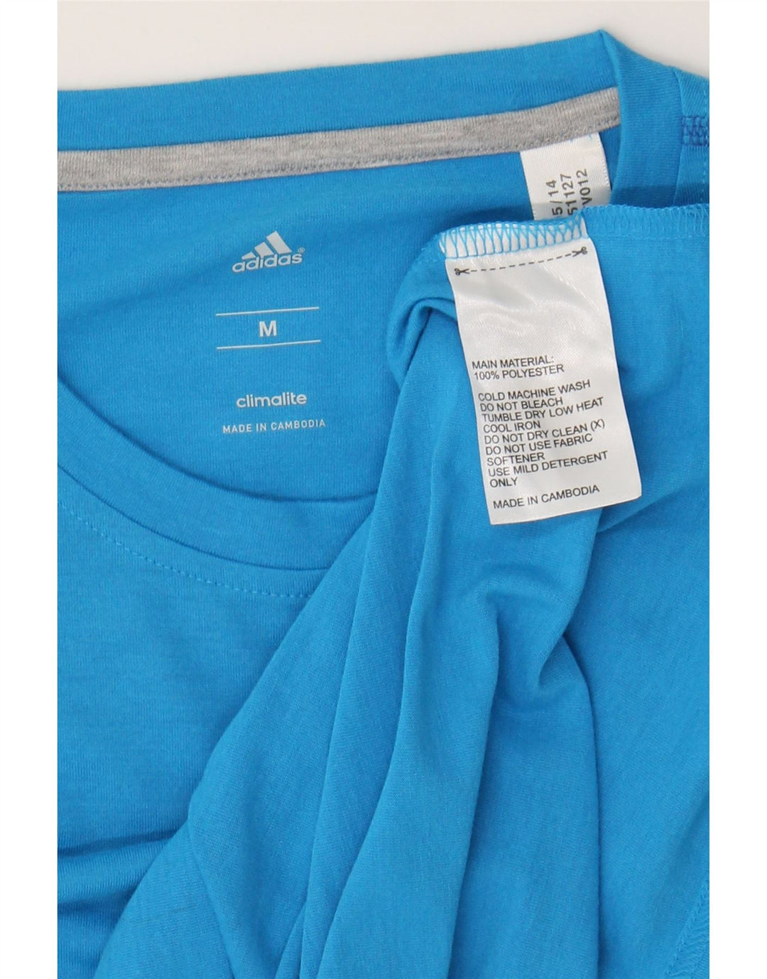 ADIDAS Mens Climalite T-Shirt Top Medium Blue Polyester