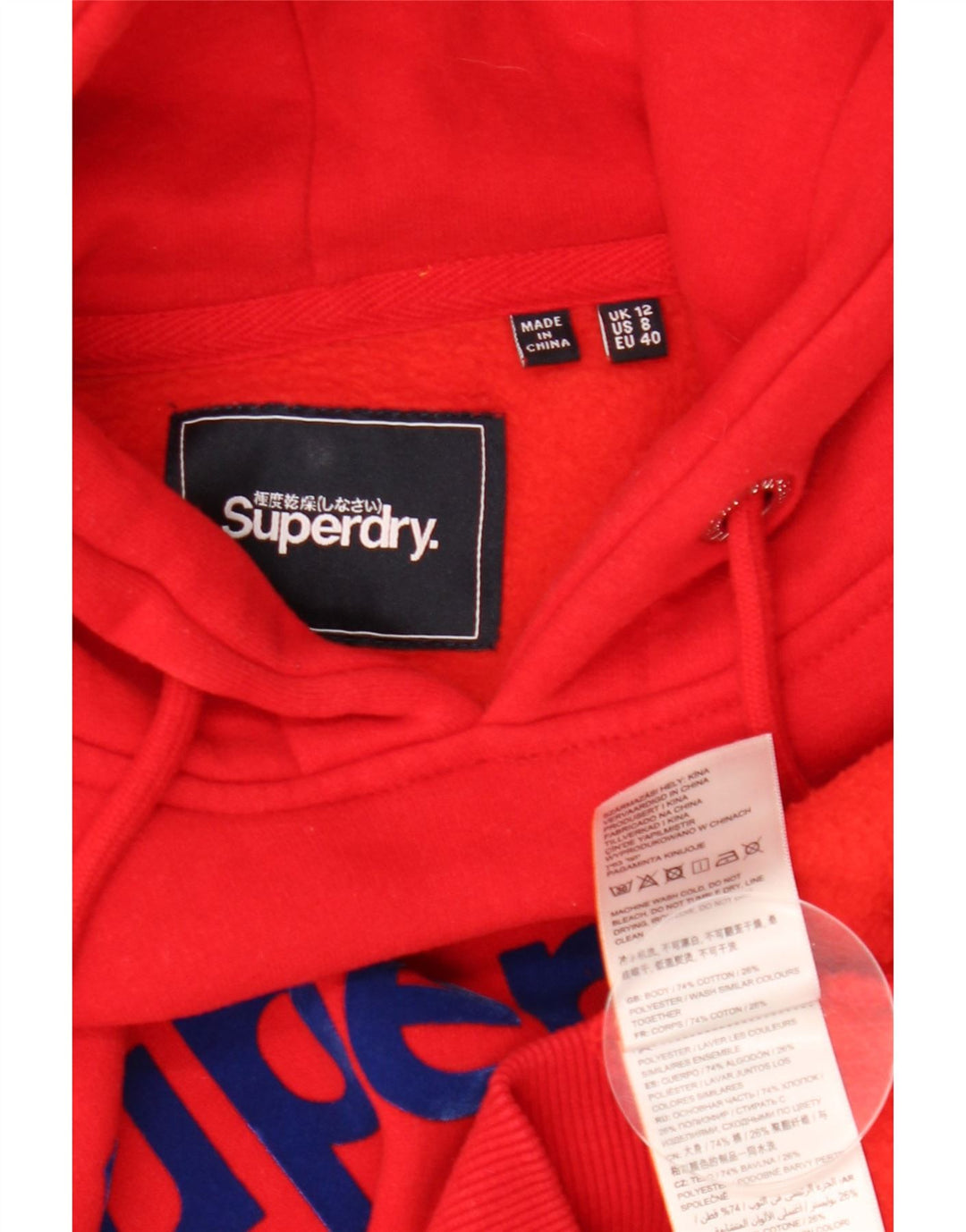 SUPERDRY Ženska majica s kapuljačom s grafičkim motivima UK 12 Srednje crveni pamuk