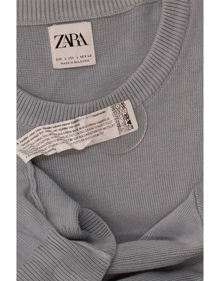 Zara muški pulover s okruglim izrezom, veliki sivi pamuk