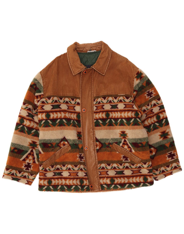 WAMPUM Muška jakna od flisa UK 40 Large Brown Geometric