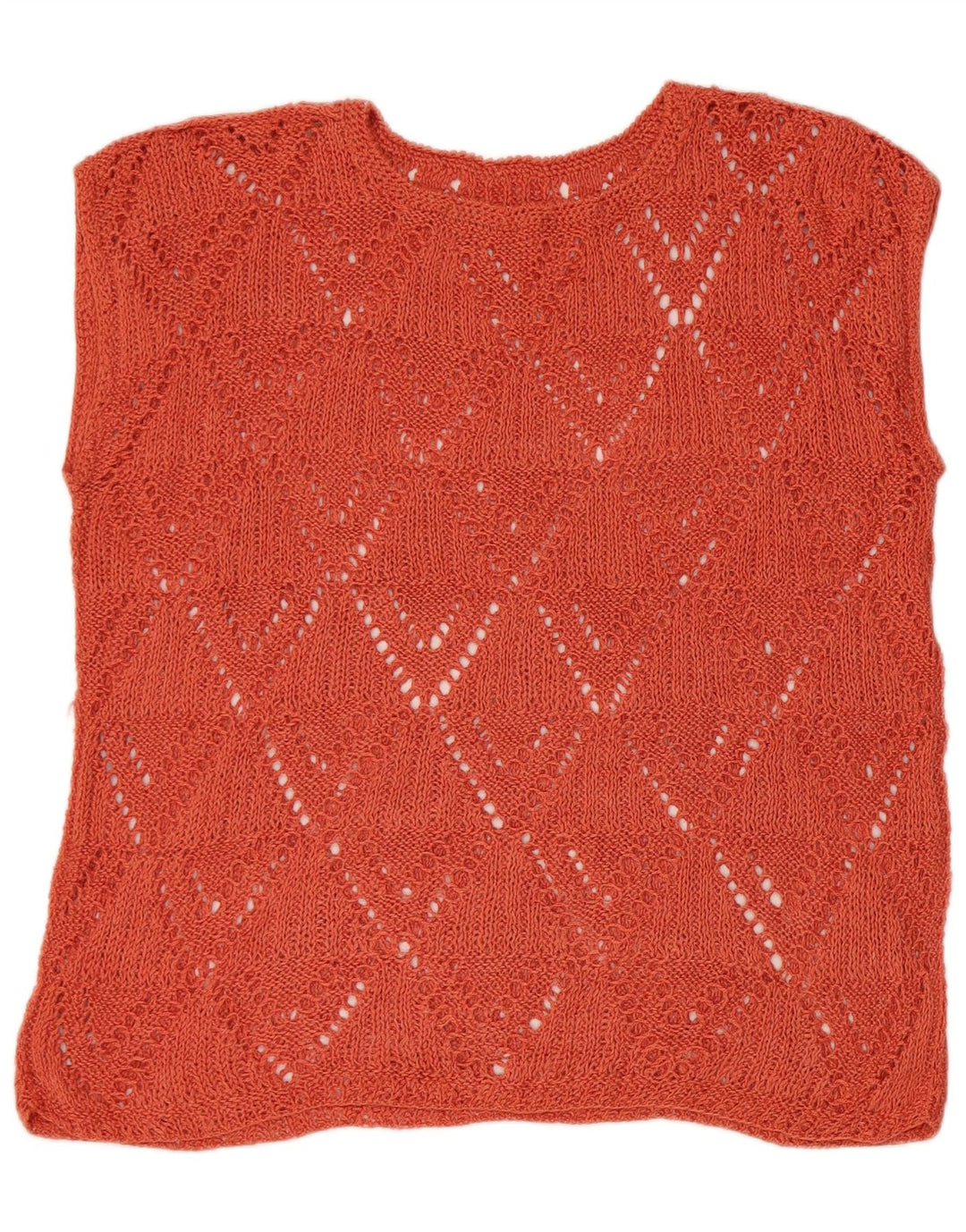 VINTAGE ženska majica bez rukava UK 16 Large Brown Argyle/Diamond