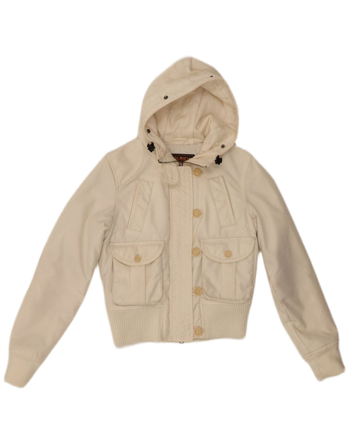 Woolrich ženska bomber jakna s kapuljačom UK 10 Mala prljavo bijela najlonska