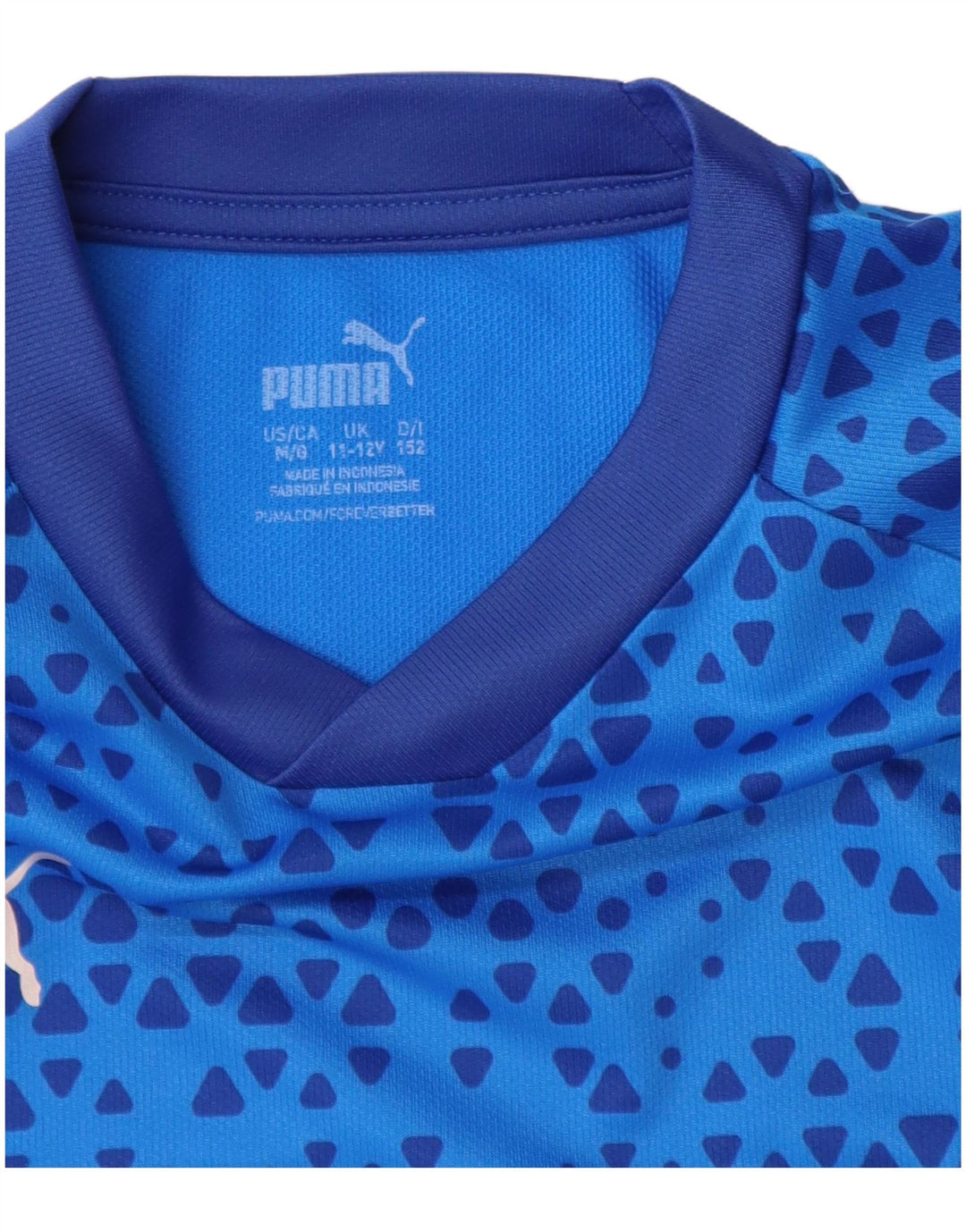 Puma majica kratkih rukava za dječake 11-12 godina, plavi geometrijski poliester
