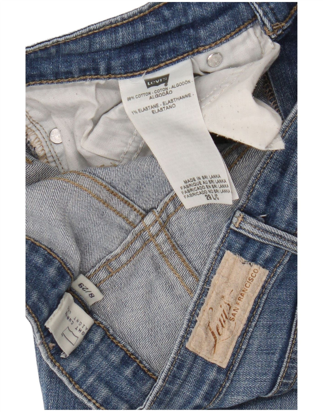 Levi's ženske ravne traperice Slight Curve US 8 srednje W29 L33 plavi pamuk